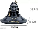 Black ceramic SAI AMRUT Adhiyogi Shiva idol, handcrafted figurine for car dashboard decor