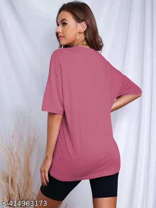 Trendy oversized cotton blend tee, printed short sleeves for women, XXS-XL sizes, India-made