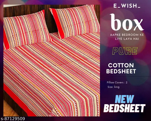 Jaipuri 100% cotton double bed flat sheets, vibrant design, 144 thread count, India-origin