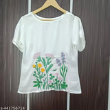 Beautiful South Cotton Embroidery Work Co-Ord Set, printed cotton blend pyjamas with puff sleeves kurta top (24') & palazzo (38) featuring traditional embroidery work, crafted in India