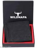 Black genuine leather RFID-protected wallet for men - sleek, durable, and ideal for everyday use with 5 compartments, featuring RFID blocking security