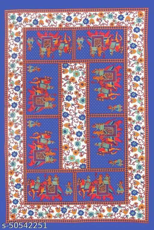 Jaipuri printed cotton single bedsheet & pillow cover, premium quality, skin-friendly colors, superfine fabric