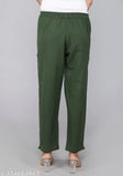 White and Green Combo Cotton Trousers Set of 2, comfortable cotton flex pants with pleats detailing, ankle length bottom fold, side pockets, and elasticated back side. Perfect for casual, daily use, work, office, or traveling. Made in India