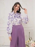 Classic Graceful Women's Printed Net Lycra Jumpsuit, long sleeves, various sizes available from S to XL - made in India