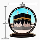 High-quality wooden Quran Mecca Madina and Allah car idols (Set of 4), matte finish MDF, ideal for car interior or gifting