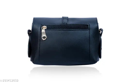 Darkzom Black PU Sling Bag, 2 compartments, free size. Trendy women's fashionable crossbody bag, ideal for daily essentials