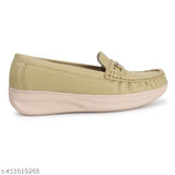 Synthetic leather ankle cream loafer (India), women's comfortable slip-on ballet flats for casual and formal wear