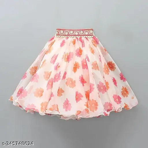 Embellished organza lehnga choli for kids girls, sleeveless & vibrant Indian attire (2-8 years)