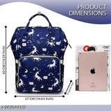 Water-resistant navy blue polyester diaper bag with multiple pockets, easy organization for baby essentials. Spacious design, portable and durable