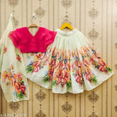 Redymade Georgette lehenga set, embellished floral print for girls aged 2-8 years, Indian-origin fashion accessory on display