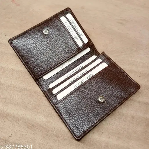 Solid PU Casule card wallet, five compartments for cards, free size (10cm x 8cm), made in India