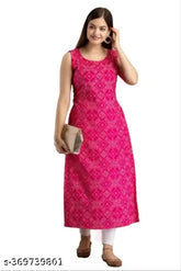 Rayon Banita Pretty Sleeveless Kurti, vibrant combo print, Indian ethnic wear XS-XXL