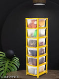 Transparent yellow plastic drawer organizer for school, office, home, kitchen, bedroom, bathroom, and hospital. Measures 8cm x 11cm x 11cm, pack of 1. Ideal for clutter-free storage solutions