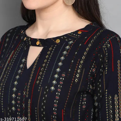 Blue rayon jumpsuit, J Turritopsis women's boat neck printed net style with three-quarter sleeves, size S-XXL, made in India