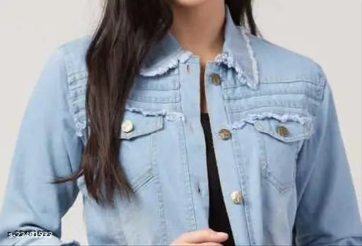 Denim Alisha Petite Women's ethnic jacket, solid design, long sleeves, available in S, M, L, XL