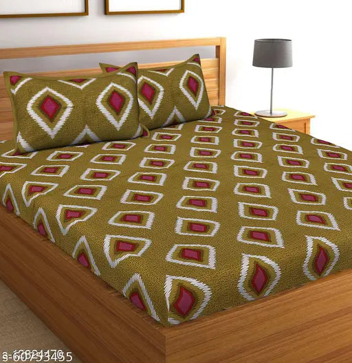 Jaipuri double cotton bedshets & pillow covers, intricate Indian print design on bed