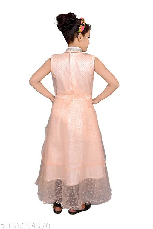 Net gown frock with koti for girls, Indian georgette party dress for weddings and festive events