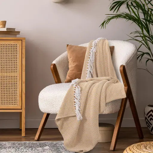 Yellow striped chevron delight cotton throw, 100% cotton with fringes, medium weight for all seasons, ideal for indoor/outdoor use