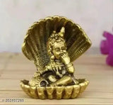 Brass Krishna idol "Laddoo Gopal Ji" eating makhan with naag, Indian traditional decor piece
