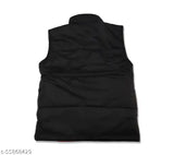 Sleeveless, quilted nylon hoodie for boys in woolen reversible print, zipper closure, India origin