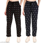 Trendy cotton-blend printed pyjama pack 2 for women, suitable for travel and sports in various sizes