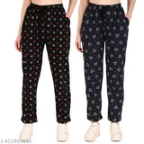 Trendy cotton-blend printed pyjama pack 2 for women, suitable for travel and sports in various sizes