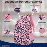 Black stylish polyester backpack, 26L, ideal for school/college/travel, water-resistant, trendy design, perfect for girls and women, India origin