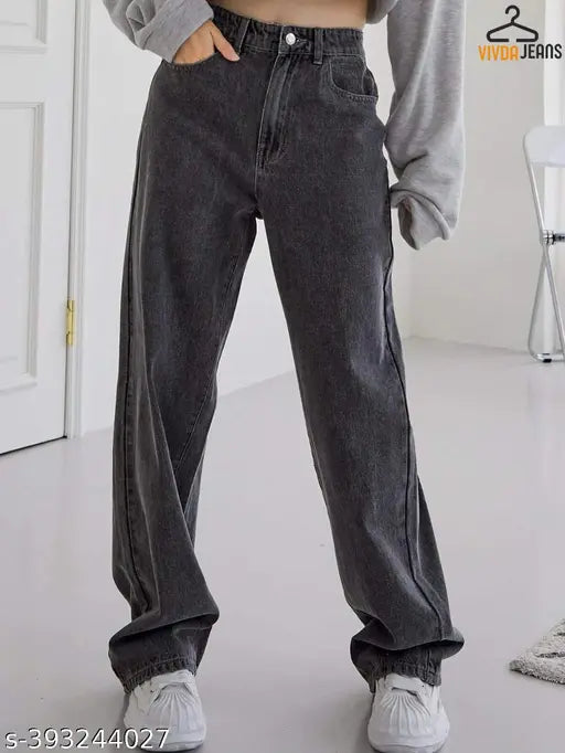 Women's wide-leg denim jeans by Vivda, size 14 - Indian made, non-stretchable quality