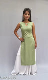Aagam fabulous women's crepe kurta set with palazzos, sleeveless, solid color in various sizes (S-XXXL), Indian origin