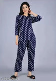 Rayon pyjamas, printed net fashion queen top and bottom set, three-quarter sleeves, S, M, XXL sizes available