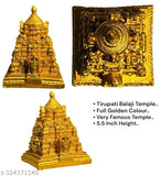 Golden resin Tirupati Balaji Temple statuette (10 cm), intricately detailed for home temple decoration