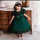 Embellished net western-green wear for kids, featuring short sleeves in popular light colors such as white, pink, or pastel blue