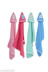 NCY fleece hooded baby blankets, pack of 4, soft & cozy for mild winter, cartoon prints