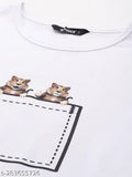 Women's white graphic print cotton t-shirt, short sleeves, XS (34in bust, 17in length), made in India