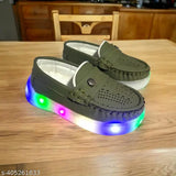 Trendy synthetic full LED light baby loafers with buckle fastening, perforated pattern. Ideal for boys aged 3-18 months, made in India