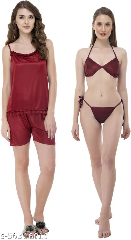 Red velvet embroidered nightsuit for women, hand wash imported Inaaya fashionable winter pyjamas" (120 characters)