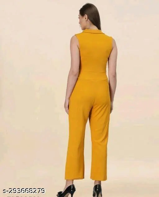 Trendy viscose V-neck jumpsuit for women, sleeveless and regular fit, India origin