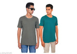 OliveAqua Antargo Cotton Round Neck Half Sleeve T-Shirts for Men - 100% cotton, pack of 2