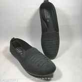 PVC solid black shoes for girls & women, lightweight and comfortable daily wear footwear in sizes IND-5 to IND-9 (black women's shoes for everyday use)