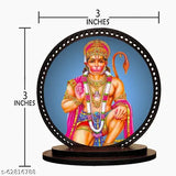 Hanuman Bajrang Bali car dashboard idol, wooden finish prelaminated glossy showpiece for positive vibes and car interior decor