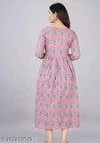 Viscose rayon printed maternity Anarkali kurta with lace edges and adjustable waist, comfortable cotton fabric, three-quarter sleeves, Indian origin, 48" length for M size