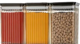 Black airtight modular kitchen plastic storage containers combo set for dry fruits and spices, 1100ml, BPA-free, space-saving design