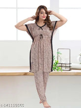 Cheeta Peach Color Magic Kaftan top and Pyjama Set, printed knee-length satin night suit with modern prints, ultimate comfort for lounge, leisure, activewear, or sleepwear