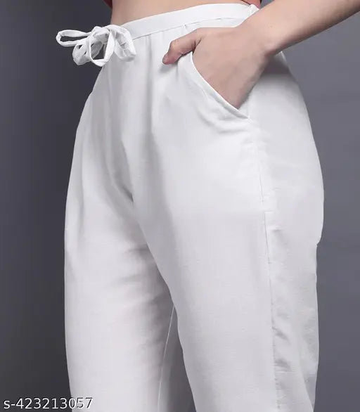 Black and white cotton women's trouser pants set, comfortable and versatile for casual or formal wear