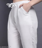 Black and white cotton women's trouser pants set, comfortable and versatile for casual or formal wear