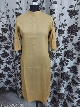 Rayon button show kurti, solid pattern, three-quarter sleeves, women's fashion, Indian-made