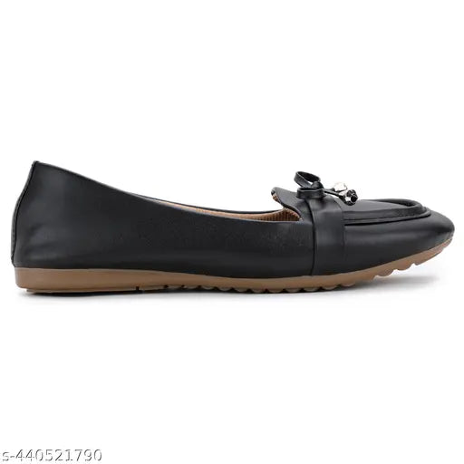 Black PU slip-on loafers for women - stylish and comfortable girls footwear