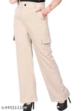 Cotton blend solid cargo pants, casual wear in sizes S-XL. Made in India