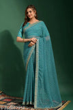 Bandhani Printed Chiffon Saree with Embroidery Lace Border & Embroidered Net Blouse - Indian Traditional Tie-Dye Style