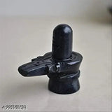 Black marble Shiva Lingam and Nandi Ji statue with trishul, Indian religious showpiece combo